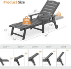 LUE BONA Outdoor Chaise Lounge Chairs Set of 4, HDPS Chaise Lounger, 5 - Image 3