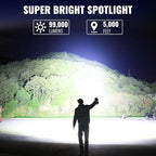 Rechargeable Spotlight, 000 LM Super Bright Handheld Spot Light LED Flashlight - Image 2