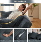 78.7" Chaise Lounge Chair Indoor, Oversized Boneless Couch Comfy Upholstered - Image 5
