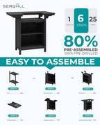 SERWALL Outdoor Bar Table, Patio Bar Cabinet - Image 7