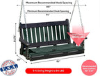 Mission Poly Lumber Wood 5FT Porch Swing Amish Craftsmandship Made in USA HDPE - Image 2