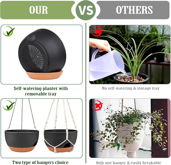 Hanging Planters for Outdoor Indoor Plants, 2 Pack 10 Inch Hanging Basket - Image 4
