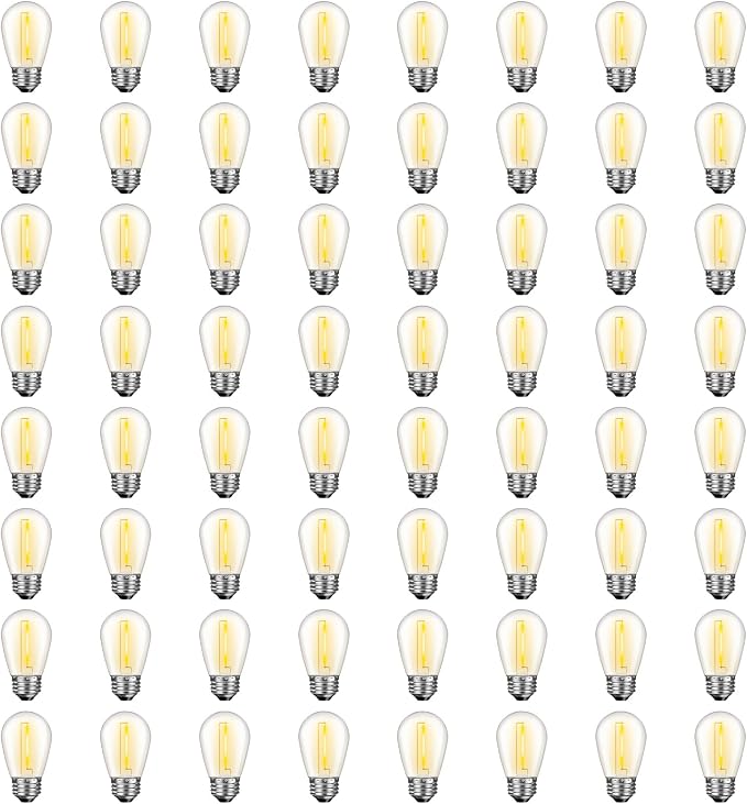 64 Pack S14 LED Bulbs for Outdoor String Lights, Shatterproof Replacement by GvvooHome