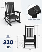 KINGYES Outdoor Rocking Chair Set of 2, High Density Polyethylene Patio Rocking - Image 2