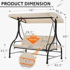 U-MAX Porch Swing with Cover, Patio Swing with Adjustable Backrest&Canopy 3 - Image 3