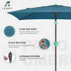 JEAREY 6.5x10 ft Rectangular Patio Umbrellas Rectangle Outdoor Umbrella - Image 7