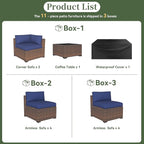 Aoxun 11 Piece Patio Furniture Set Wicker Rattan Patio Conversation Set Outdoor - Image 5