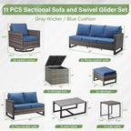 Belord Spacious 11 Pieces Patio Conversation Set - Image 2