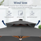 Best Choice Products 10ft Square Cantilever Patio Umbrella w/Base Included - Image 7