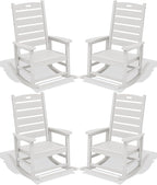 SERWALL Outdoor Rocking Chair Set of 4, Oversized HDPE Patio Rocking Chair by SERWALL