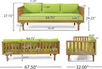 Merax Outdoor 3 Seater Daybed, Acacia Wood Day Bed Couch Sofa - Image 3