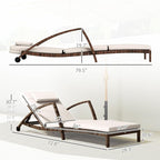 Outsunny Wicker Chaise Lounge Chair Outdoor Set of 2, 5-Position Adjustable - Image 3