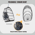 FREDEES Egg Swing Chair with Stand, Outdoor Hanging Egg Chair with Cushion - Image 7