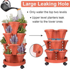 DUNCHATY Stackable Planters 4 Tier Vertical Garden Planting Tower Planters - Image 4
