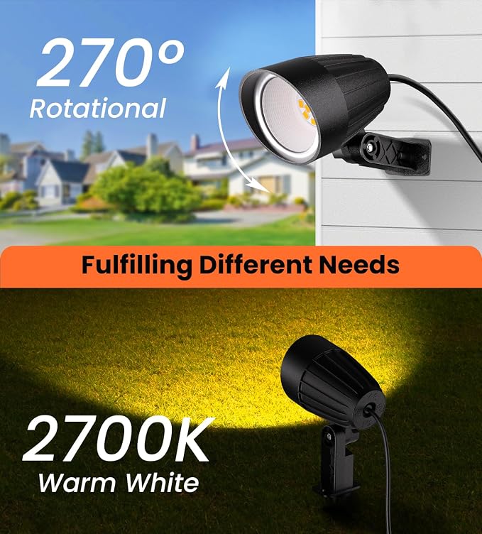 MEIKEE 12W Landscape Lighting, 120V 2700K Warm White LED Garden Lights - Image 4
