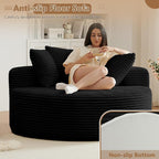 Oversized Round Chair Lounge Chaise Indoor, Upholstered Corduroy Deep Seat - Image 6