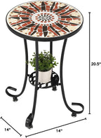 VINGLI Mosaic Outdoor Side Table, Accent Table, Ceramic Tile Top Black Iron - Image 3