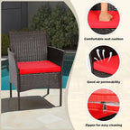 FDW | 4-Piece Patio Furniture Set | Brown & Red | Outdoor Wicker Furniture - Image 4