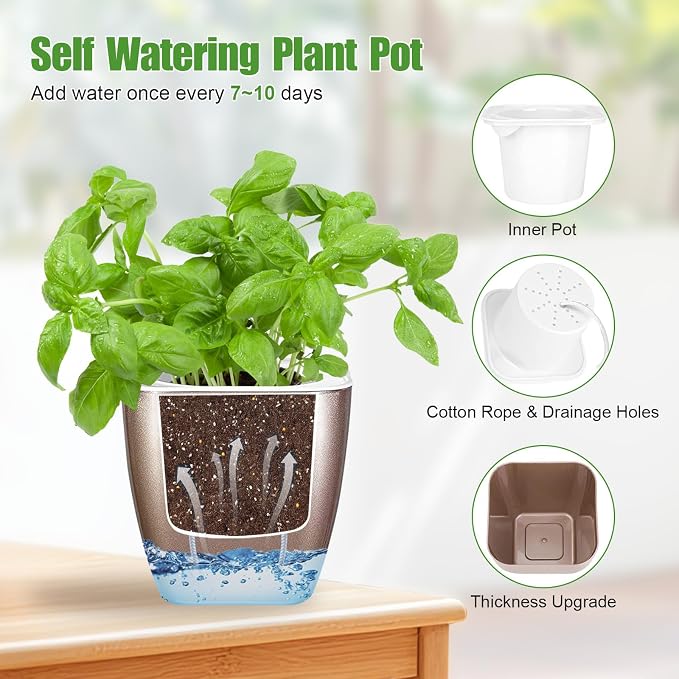 8 Pack Self Watering Pots 4-inch Decorative Flower Planters - Image 6