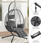 ONBRILL Hanging Egg Chair with Adjustable Footrest & Stand, Wicker Rattan Swing - Image 7