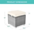 Best Choice Products Set of 2 Wicker Ottomans, Additional Seating, Side Table - Image 2