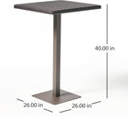 Christopher Knight Home Dominic Outdoor 26" Wicker Square Bar Table - Image 2