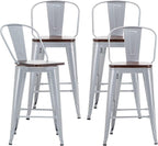 Alunaune 30" Swivel Metal Bar Stools Set of 4 High Back Counter Height - Image 10