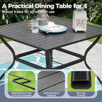 5 Piece Patio Dining Set for 4, 37”x37” Square Table - Image 3