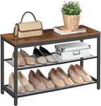 HOOBRO Shoe Bench, 3-Tier Shoe Rack, Industrial Shoe Organizer Storage Bench - Image 9