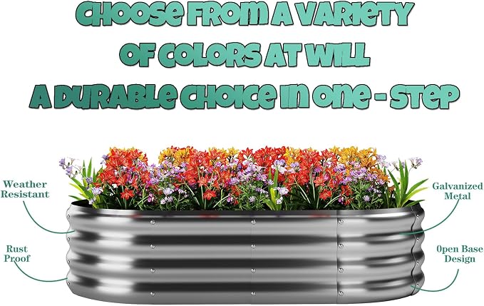 Raised Garden Beds Outdoor Galvanized Planter Raised Garden Bed 4x2x1ft Flower - Image 4