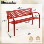 VINGLI 47'' Outdoor Bench, Weather Resistant Garden Patio Bench Powder Coated - Image 3