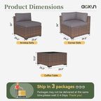 Aoxun 10 Piece Patio Furniture Set Wicker Rattan Patio Conversation Set Outdoor - Image 8