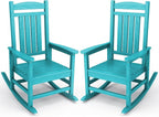 KINGYES Outdoor Rocking Chair Set of 2, High Density Polyethylene Patio Rocking by KINGYES