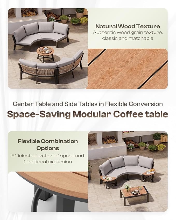 Outdoor Aluminum Round Coffee Table, All-Weather Patio Coffee Tables - Image 5