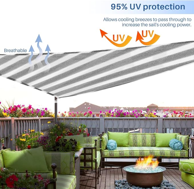 E&K Sunrise 22' x 22' x 22' Sun Shade Sail Triangle Canopy Shade Cover UV Block - Image 5