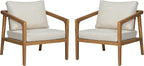 Christopher Knight Home Set of 2 Leland Patio Furniture Acacia Wood Club Chairs - Image 4