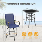 3 PCS Patio Swivel Bar Stools Set, 3 Piece Swivel Outdoor Table and Chairs Bar - Image 2