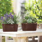 3 Pack Metal Railing Planters, 10.5" Oval Hanging Flower Pots - Image 8