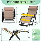 Suteck Oversized Zero Gravity Chair, 29In XL Lounge Chair w/Removable - Image 2