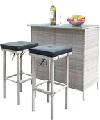 Wicker Patio Bar Set of 3-Piece, Rattan Bistro Set - Image 3