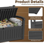 EasyUp 80 Gallon Wood Grain Style Outdoor Storage Bench, Waterproof and - Image 6