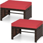 Tangkula 2 Pieces Patio PE Rattan Ottomans, Poolside and Yard by TANGKULA