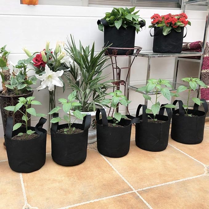 JERIA 12-Pack 2 Gallon Grow Bags, 300G Thickened Nonwoven Garden Pots, Heavy - Image 7