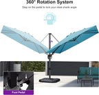 PURPLE LEAF 9' X 9' Left-right Tilt Patio Umbrella Outdoor Cantilever Swivel - Image 7