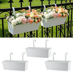3 Pack Metal Railing Planters, 16 Inch Large Rectangular Hanging Flower Pots by MeltsetM
