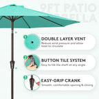 JEAREY 9FT Outdoor Patio Umbrella Market Umbrella - Image 2