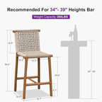 PURPLE LEAF Outdoor Counter Height Stools Set of 4 Aluminum Wicker Bar Stool - Image 2