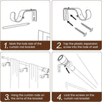 1” Diameter Matte Black Curtain Rod Itself is 30-60 inch 2 Pack, Fit 30 to 56 - Image 5