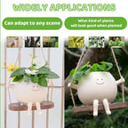 2 Pcs Swing Hanging Planters for Indoor Plants Swinging Plant Pot Face Hanging - Image 2