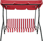 Outdoor Porch Swing Chair with Adjustable Canopy & Striped Seat Cushion - Image 8